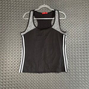 Vizio Black Gray White Stripe Athletic Active Training‎ Tank Top Women's Sz 1X